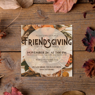 Fall Modern Friendsgiving Thanksgiving Holiday Invitation