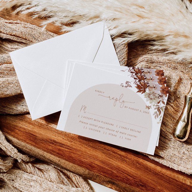 Fall modern meal choice wedding RSVP card (Creator Uploaded)