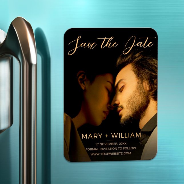 Fall modern save the date wedding elegant photo magnet (Creator Uploaded)