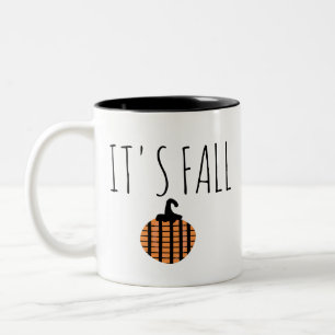 Fall Modern Striped Pumpkin Halloween Two-Tone Coffee Mug