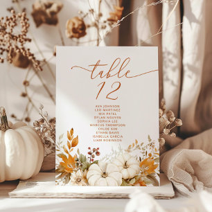 Fall Modern Wedding Table Seating Chart cards