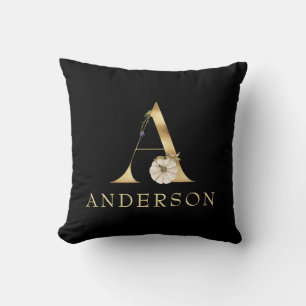  Fall Monogram A with Pumpkin  Throw Pillow