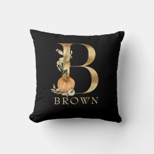  Fall Monogram B with Pumpkin  Throw Pillow