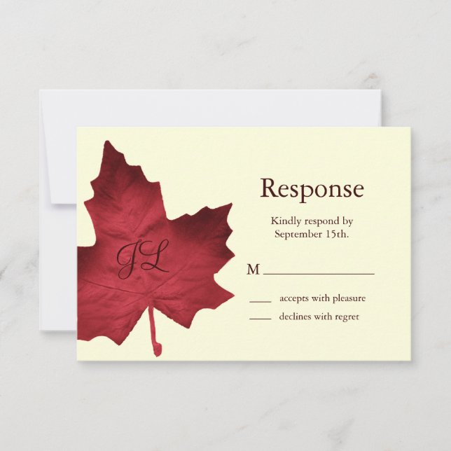 Fall Monogrammed RSVP (red) Card (Front)