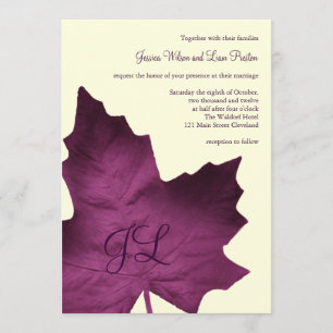 Fall Monogrammed Wedding Invitation (purple)