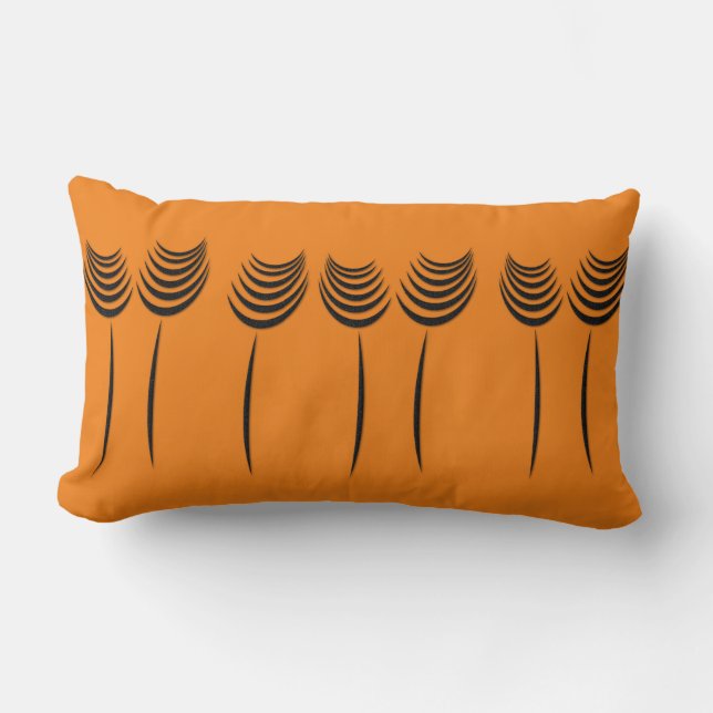 Fall Mood Ink Art Flowers Lumbar Cushion (Front)