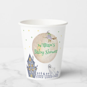 Fall Moon Witch Spooky House Baby Shower Paper Cups