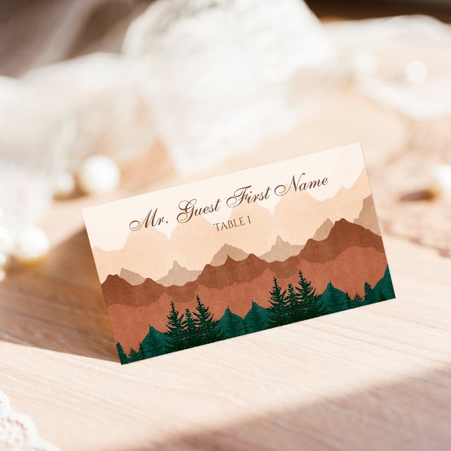 Fall Mountain Forest Wedding Place Cards (Creator Uploaded)