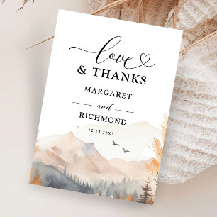 Fall Mountain Rustic Wedding Thank You Cards
