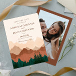 Fall Mountain Terracotta Forest Save The Date<br><div class="desc">This save the date is perfect for fall themed mountain wedding. Back of card has bride and groom's picture with monograms.</div>