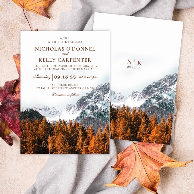 Fall Mountain Terracotta Forest Wedding Invitation (Creator Uploaded)