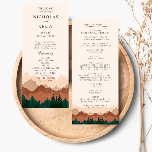 Fall Mountain Terracotta Forest Wedding Programs (Creator Uploaded)