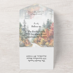 Fall Mountain Wedding All In One Invitation