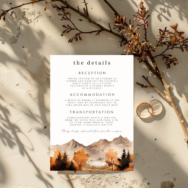 Fall Mountain Wedding Details Card (Creator Uploaded)