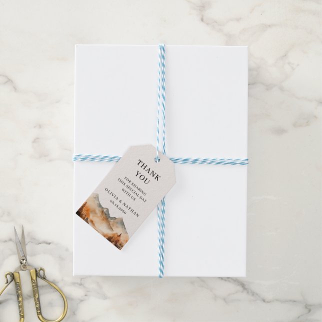 Fall Mountain Wedding Favour Gift Tags (With Twine)