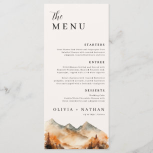 Fall Mountain Wedding Menu and Thank you