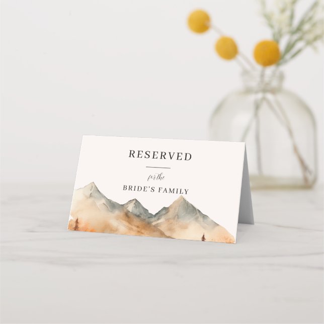 Fall Mountain Wedding Reserved Seat Sign Place Card (Front)