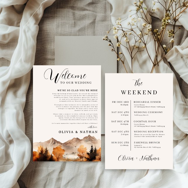 Fall Mountain Wedding Weekend Itinerary Card (Creator Uploaded)