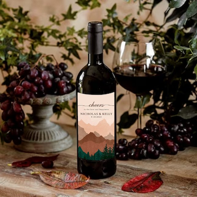 Fall Mountain Wedding Wine Label (Creator Uploaded)