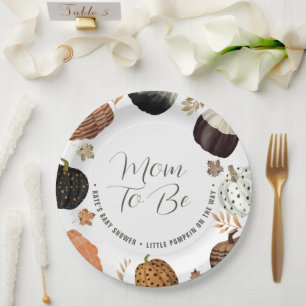 Fall Mum to Be Little Pumpkin Baby Shower Paper Paper Plate