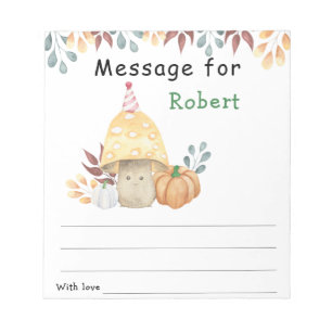 Fall mushroom birthday time capsule message notepad