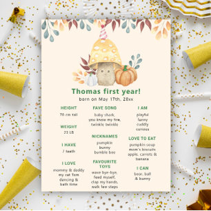Fall mushroom First Birthday Milestone Birthday Poster