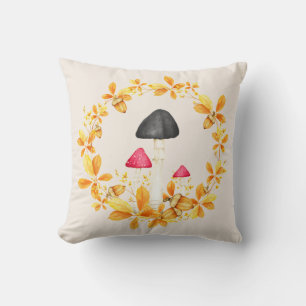 Fall Mushroom Throw Pillow