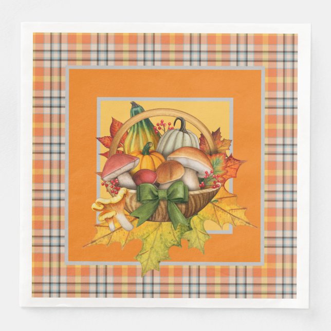 Fall Mushrooms Napkin (Front)