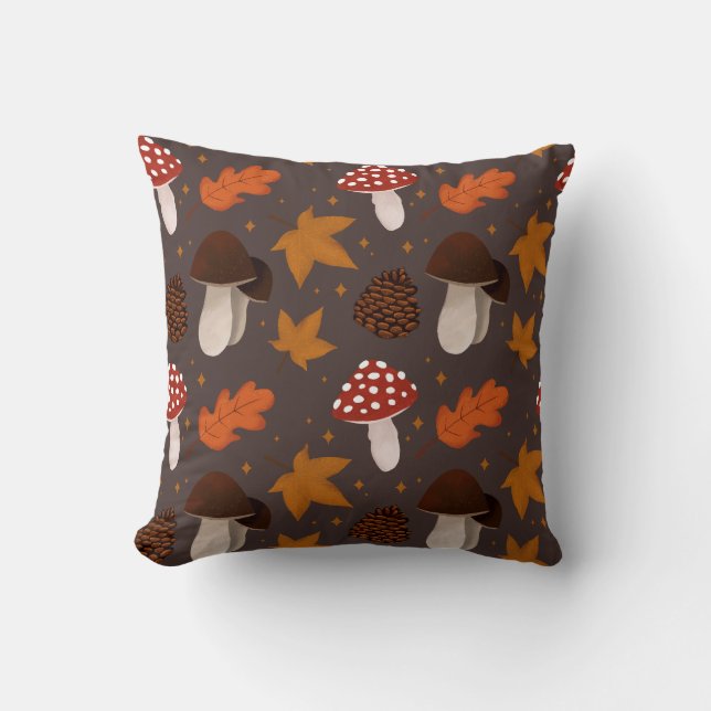 Fall & Mushrooms Pattern Cushion (Front)