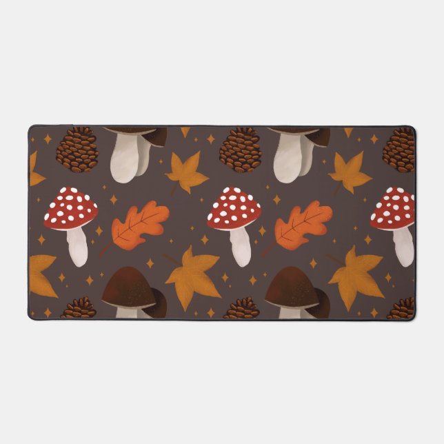 Fall & Mushrooms Pattern Desk Mat (Front)
