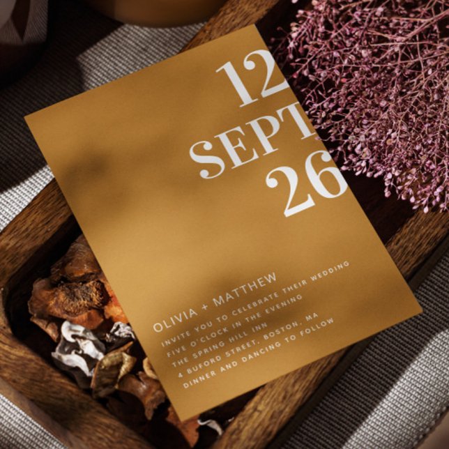 Fall mustard yellow modern typography wedding + QR Invitation (Creator Uploaded)