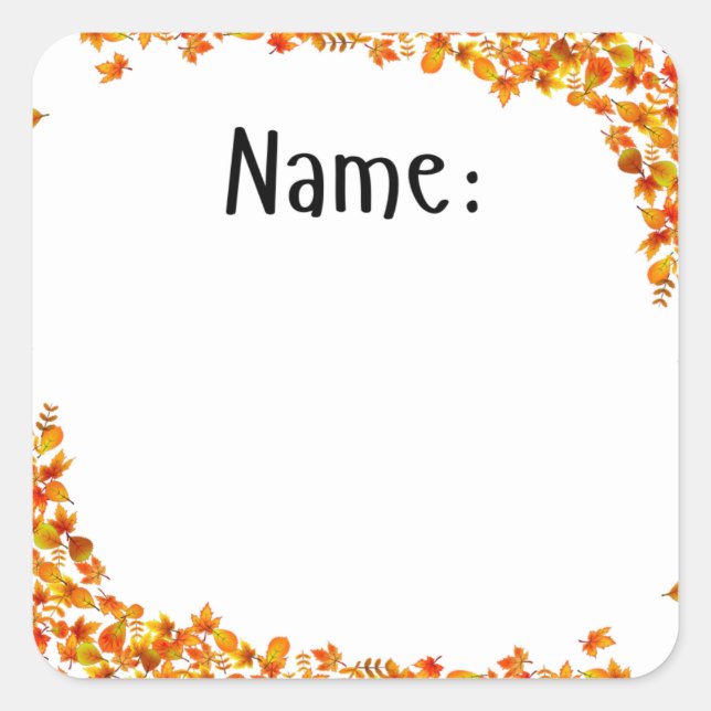 Fall Name Sticker for Bulletin Boards (Front)
