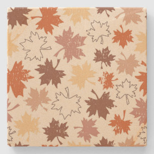 Fall natural design, thanksgiving autumn leaf stone coaster