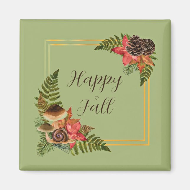 Fall nature frame with customisable text  magnet (Front)