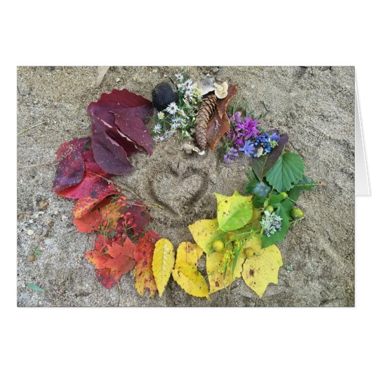 Fall nature rainbow wreath card