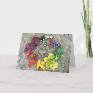 Fall nature rainbow wreath holiday card