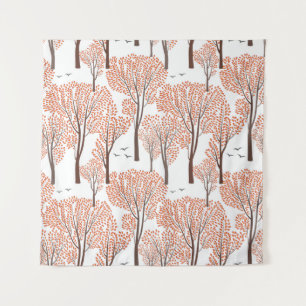 Fall nature wildlife seamless pattern Autumn trees Tapestry