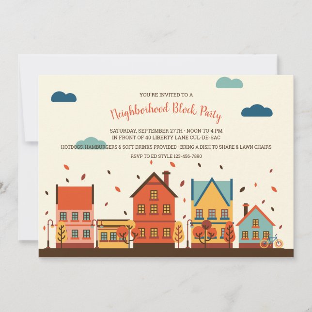 Fall Neighbourhood Block Party Invitation (Front)