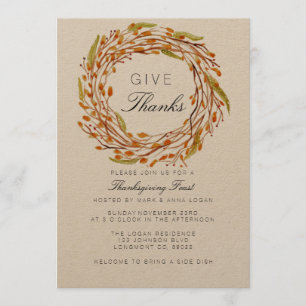 Fall Nest Thanksgiving   Watercolor Invitation