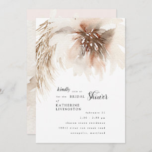Fall Neutral Pampas Floral Bridal Shower  Invitation