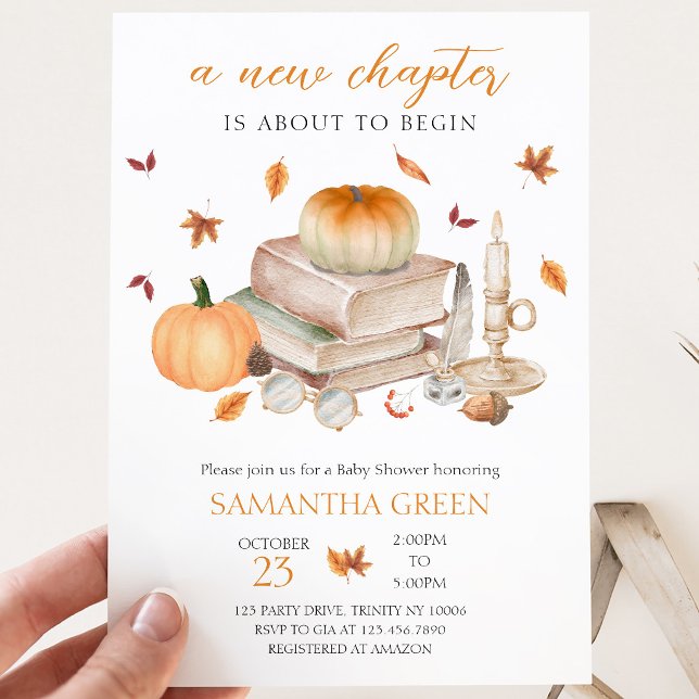 Fall New Chapter Will Soon Begin Baby Shower Invitation (Creator Uploaded)