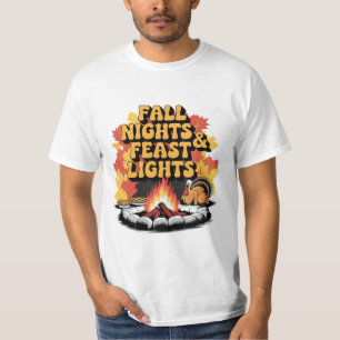 Fall Nights and Feast Lights Thanksgiving Campfire T-Shirt
