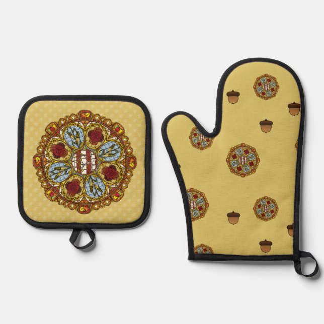 Fall Nouveau Oven Mitt & Pot Holder Set (Front)