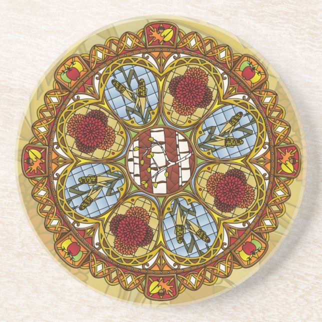 Fall Nouveau Sandstone Coaster (Front)