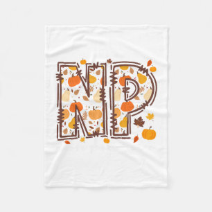 Fall Np Nurse Practitioner Pumpkin Autumn Thanksgi Fleece Blanket