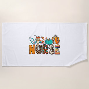 Fall Nurse Leopard Cowhide Pumpkin Fall 744 Beach Towel