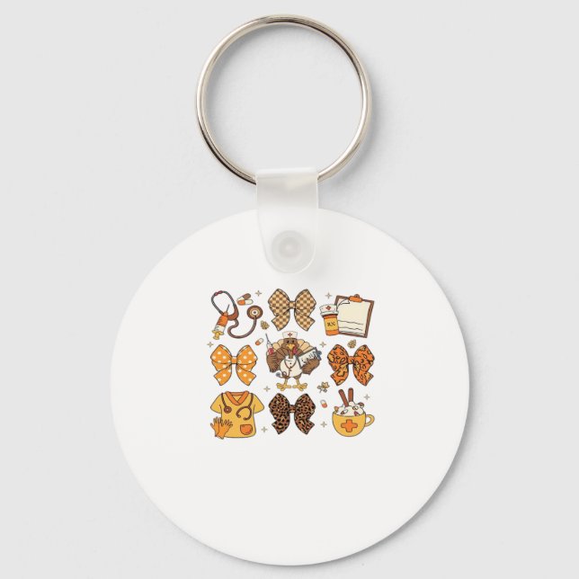 Fall Nurse Thanksgiving Classic T-Shirt.png Key Ring (Front)