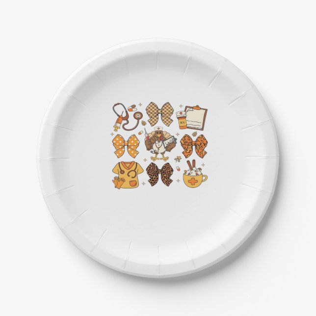 Fall Nurse Thanksgiving Classic T-Shirt.png Paper Plate (Front)