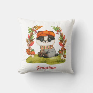 Fall Nursery Decor Cute Little Baby Badger Autumn Cushion