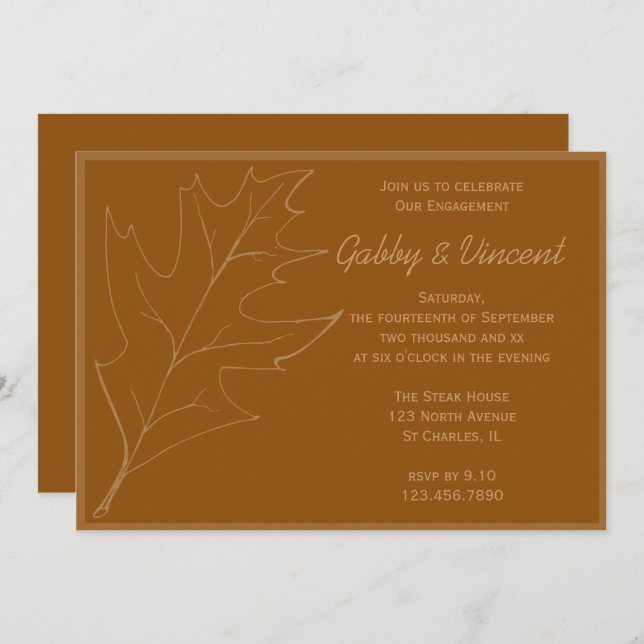 Fall Oak Leaf Engagement Party Invitation (Front/Back)